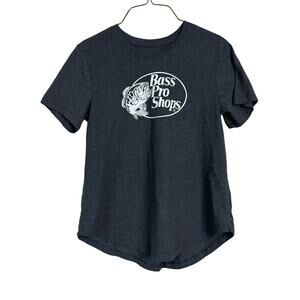 Bass Pro Shops‎ Ladies Gray White Logo Short Sleeve shirt Size Small